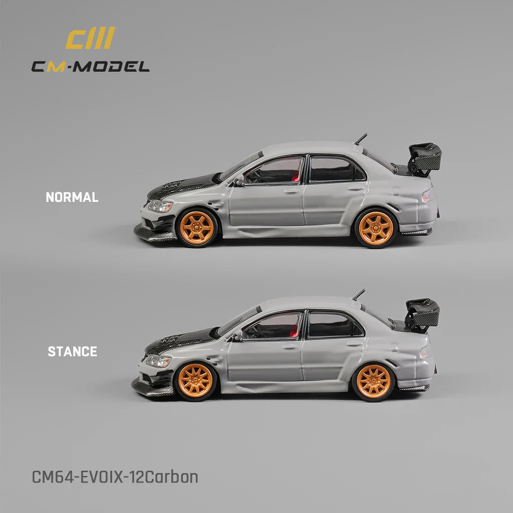 CM MODEL Mitsubishi Lancer Evolution IX Grey with Carbon Bonnet