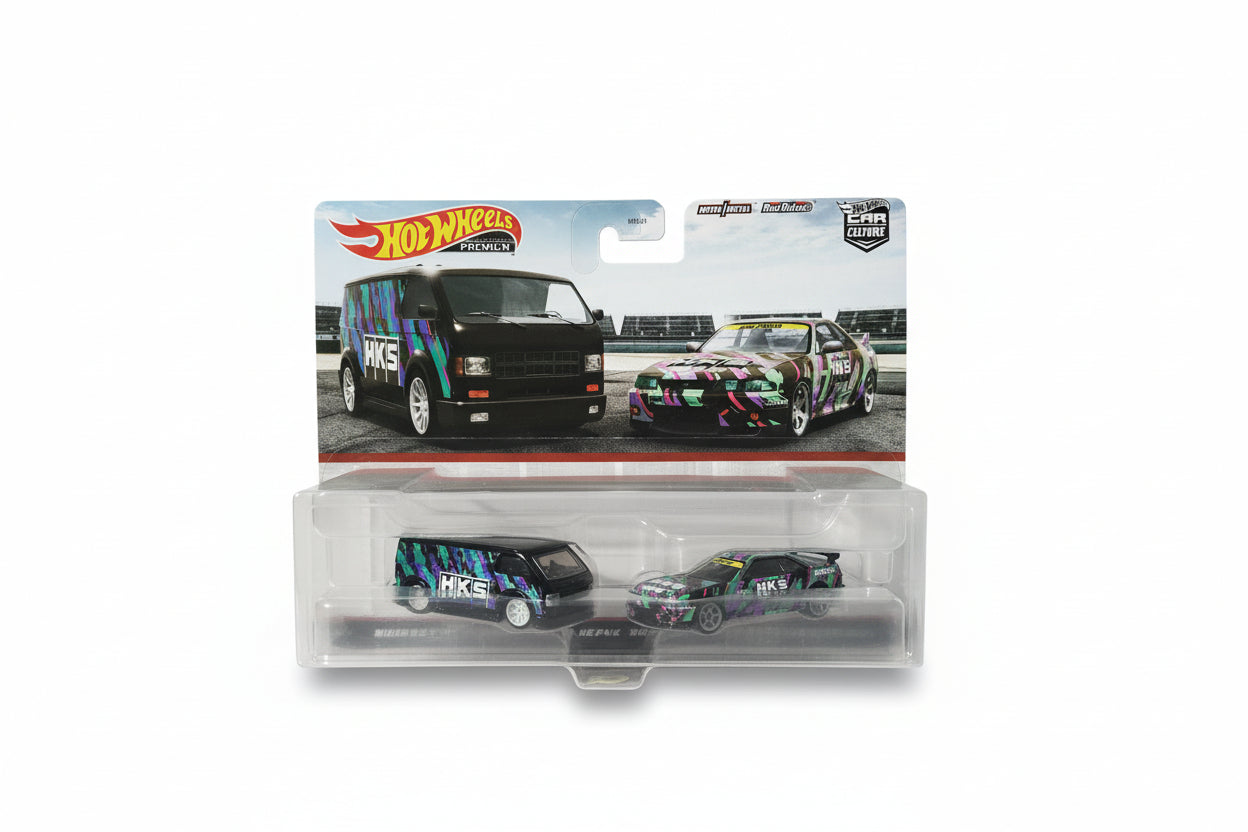 Hot Wheels Premium 2 Pack HKS NISSAN SKYLINE GT-R (BNCR33) & MBK VAN