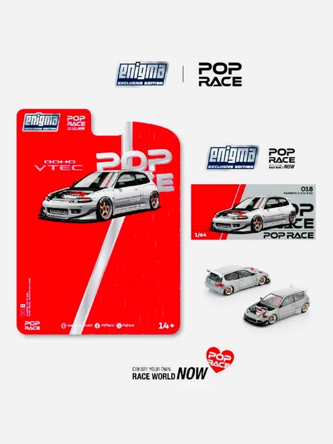 Pop Race Enigma Exclusive Pandem Civic EG6 Raw Metal #018 (NOT A CHASE)