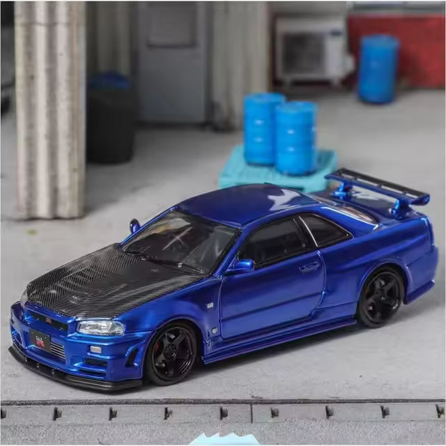 Fuji 1:64 Nissan Skyline GT-R (Blue & Carbon bonnet)