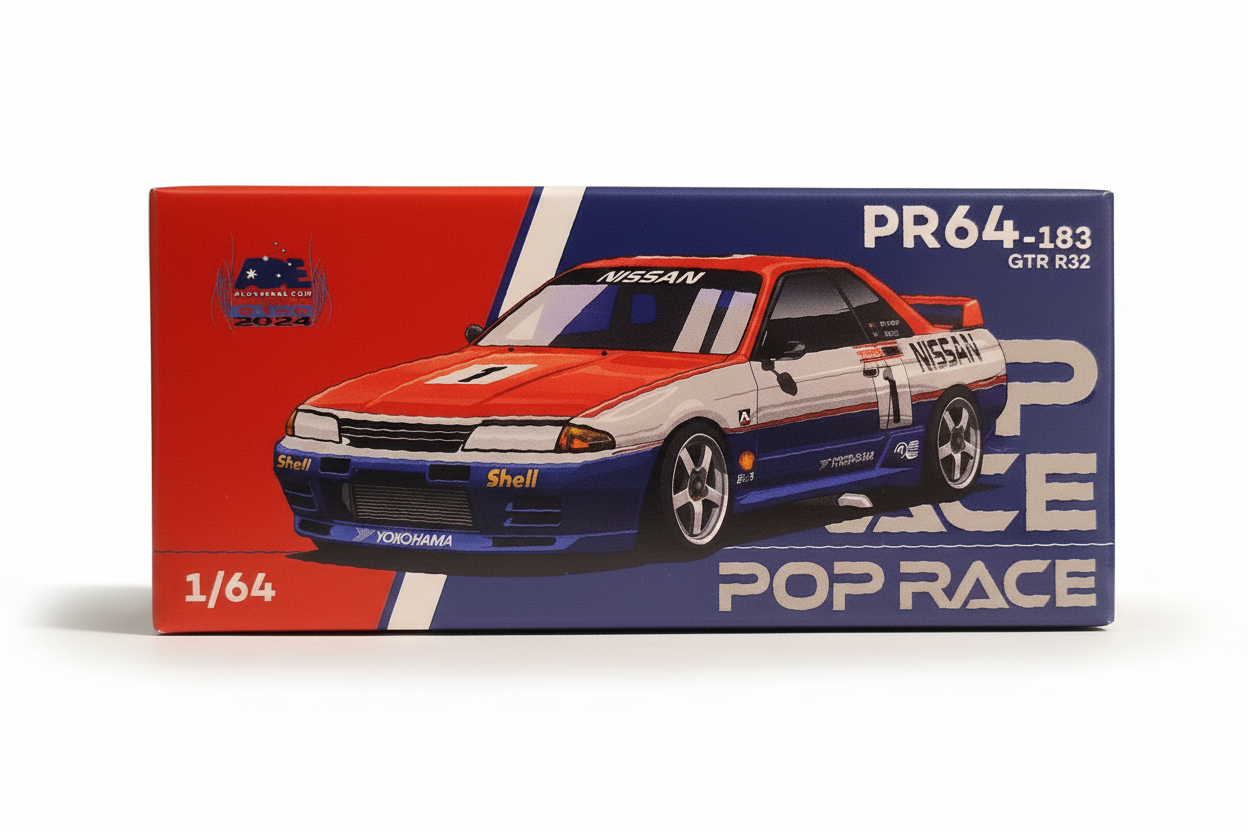 Pop Race PR64-183 Nissan Skyline GT-R R32 Australian Diecast Expo Exclusive 1:64 Scale