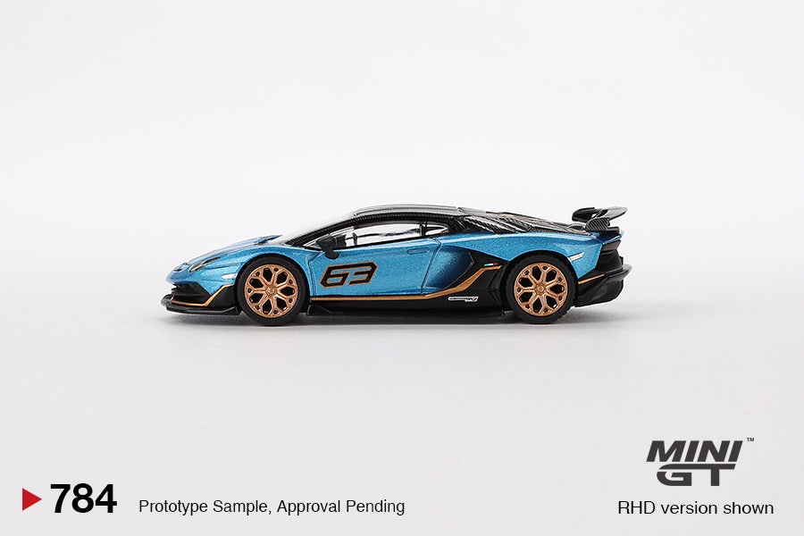 Lamborghini Aventador SVJ 63 Blu Aegir Mini GT