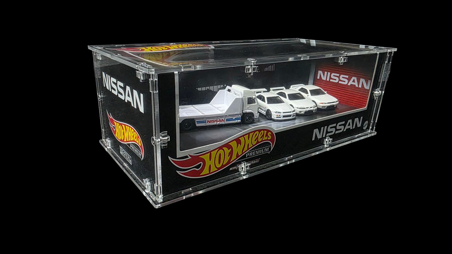 Hot Wheels Premium Diorama Nissan GT-R Set R32, R33, R34 and Truck Hard Acrylic Case included