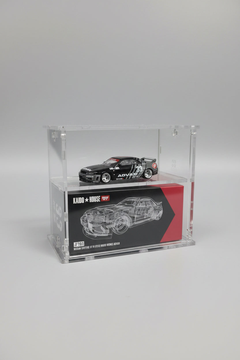 Acrylic Display Case for Mini GT, Kaido House, Pop Race, Tarmac and more Car and Box with Vertical Door