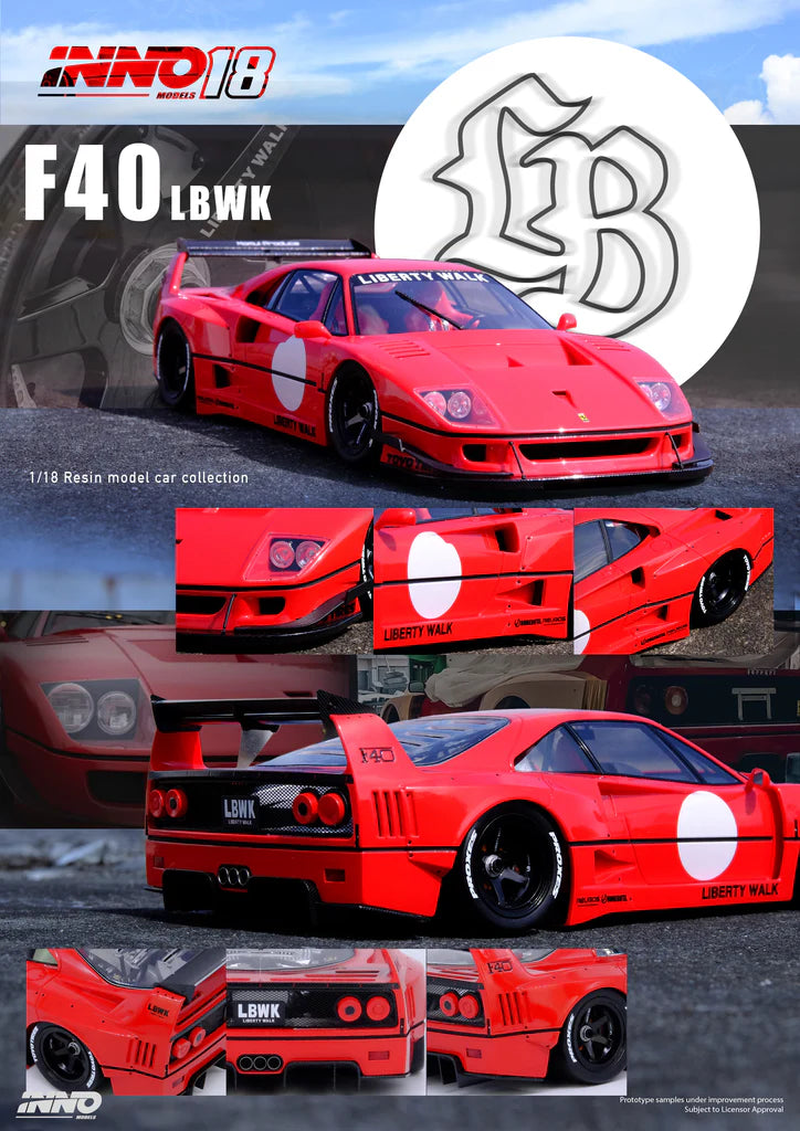 Ferrari F40 LBWK Red INNO18 1:18 – EJZ Diecast
