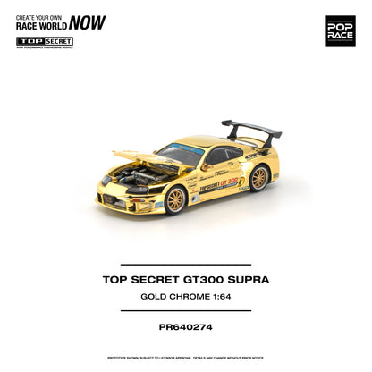 POP RACE PR64-274 Top Secret GT300 Toyota Supra Gold Chrome 1:64 scale