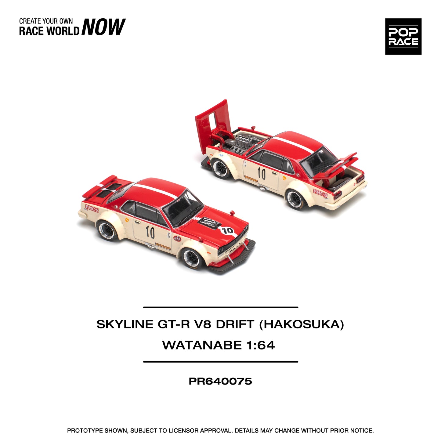 POP RACE PR64-075 NISSAN SKYLINE GT-R V8 DRIFT HAKOSUKA