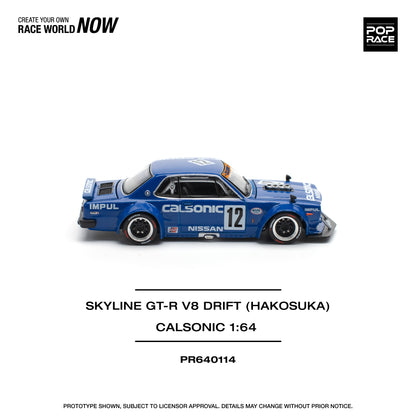 POP RACE PR64-114 Skyline GT-R V8 Drift (HAKOSUKA) Calsonic