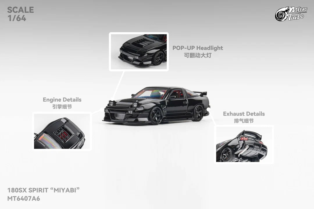Micro Turbo 1:64 Custom Nissan 180SX MIYABI - Black
