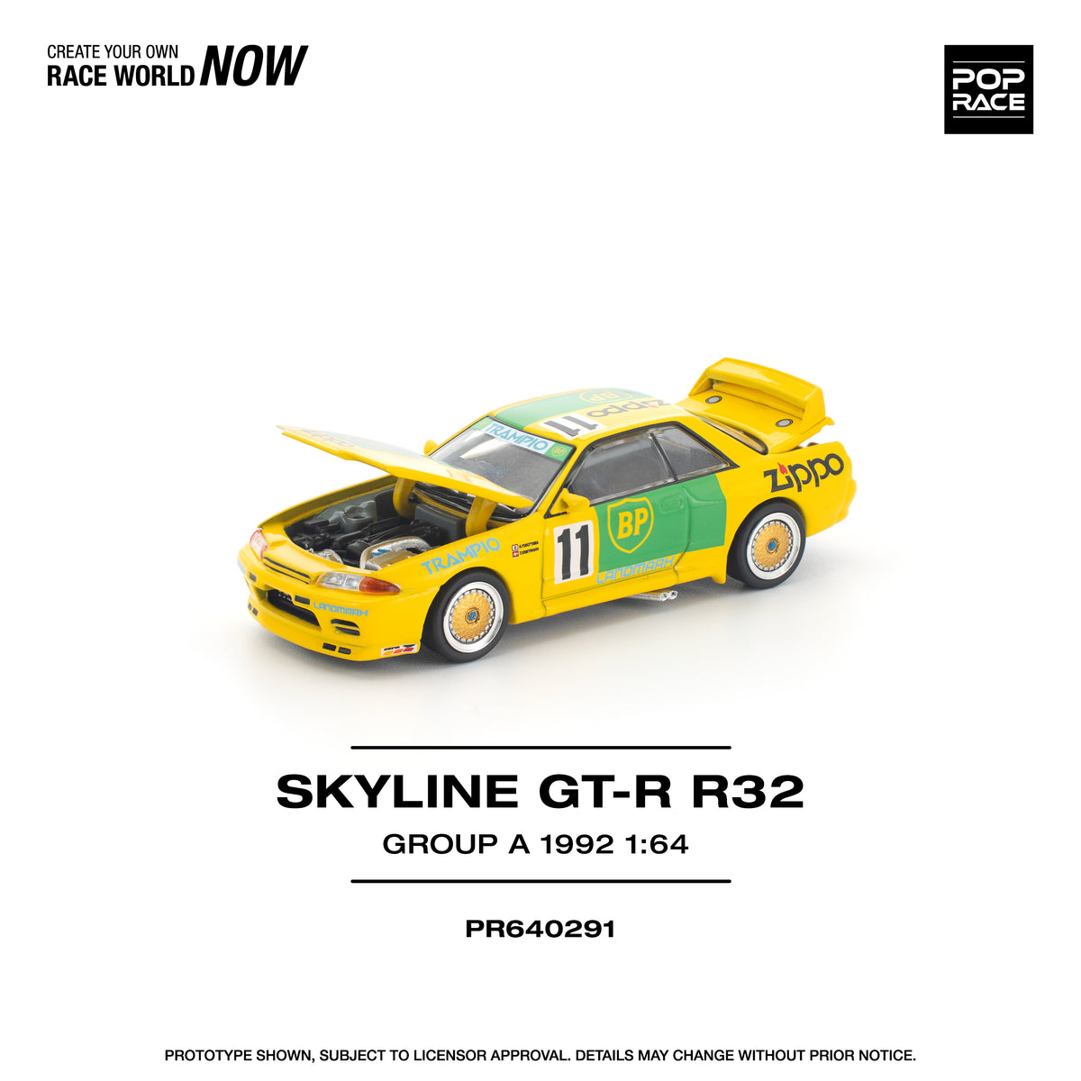 POP RACE PR64-291 Nissan Skyline GT-R R32 Group A 1992 #11 1:64 scale