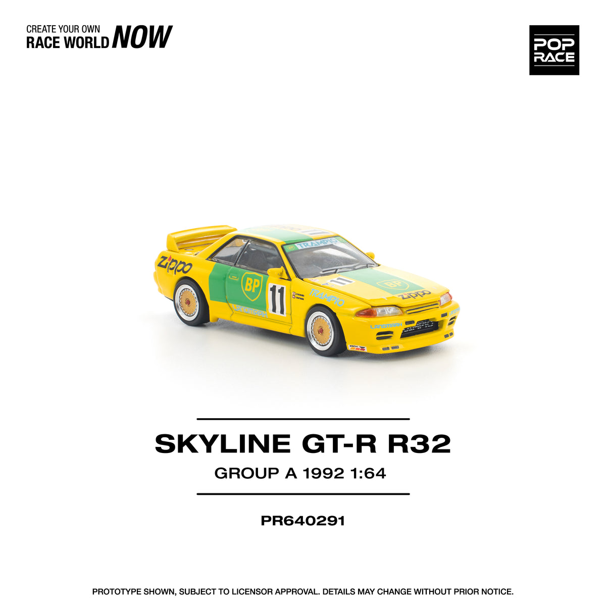 POP RACE PR64-291 Nissan Skyline GT-R R32 Group A 1992 #11 1:64 scale