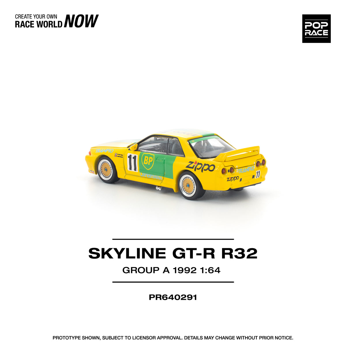 POP RACE PR64-291 Nissan Skyline GT-R R32 Group A 1992 #11 1:64 scale
