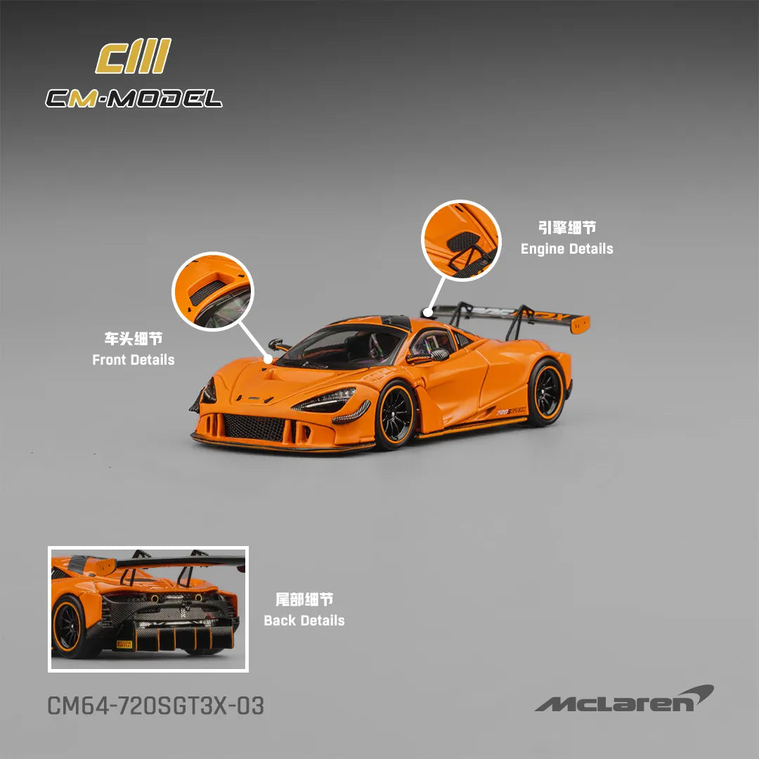 CM Model Mclaren 720S GT3X Papaya Orange 1:64 scale