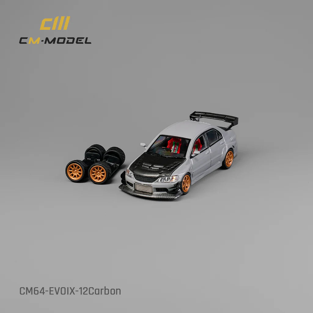 CM MODEL Mitsubishi Lancer Evolution IX Grey with Carbon Bonnet