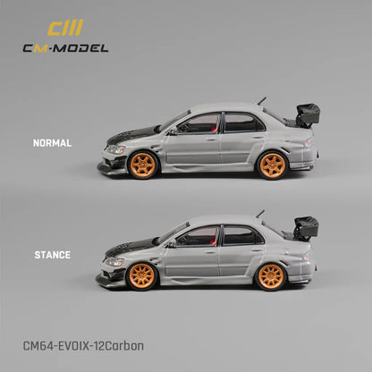 CM MODEL Mitsubishi Lancer Evolution IX Grey with Carbon Bonnet