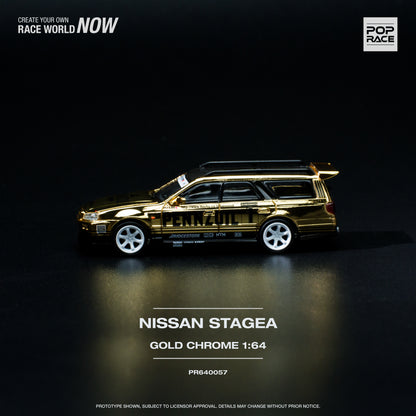 Pop Race PR64-57 Stagea Pennzoil Gold Chrome