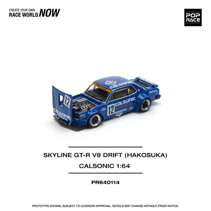 POP RACE PR64-114 Skyline GT-R V8 Drift (HAKOSUKA) Calsonic