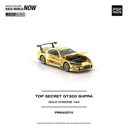 POP RACE PR64-274 Top Secret GT300 Toyota Supra Gold Chrome 1:64 scale