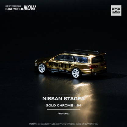 Pop Race PR64-57 Stagea Pennzoil Gold Chrome