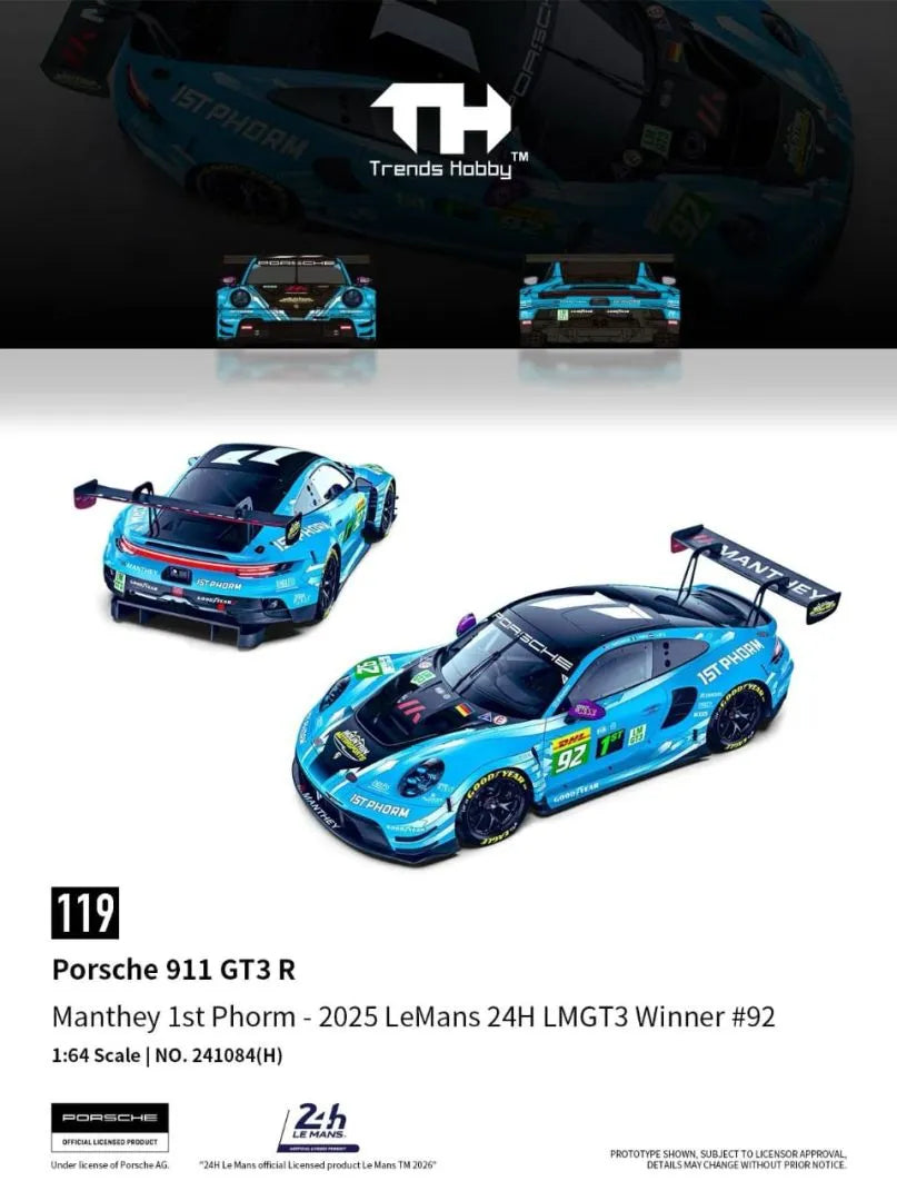 Trends Hobby Porsche 911 GT3 R LeMans 24H 2025 #92 Manthay First Phorm