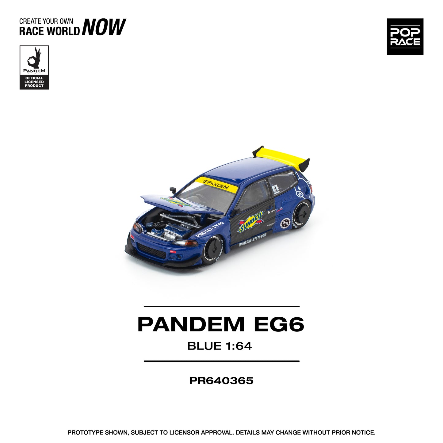 POP RACE Pandem Honda Civic EG6 Blue/Black – PR64-0365