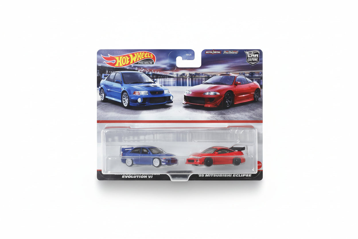 Hot Wheels Premium 2 Pack Mitsubishi Lancer Evolution VI and '95 Mitsubishi Eclipse