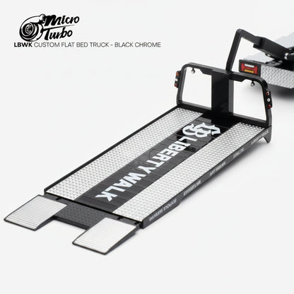 Micro Turbo LBWK Custom Flat Bed Tow Truck Black Chrome Liberty Walk 1/64