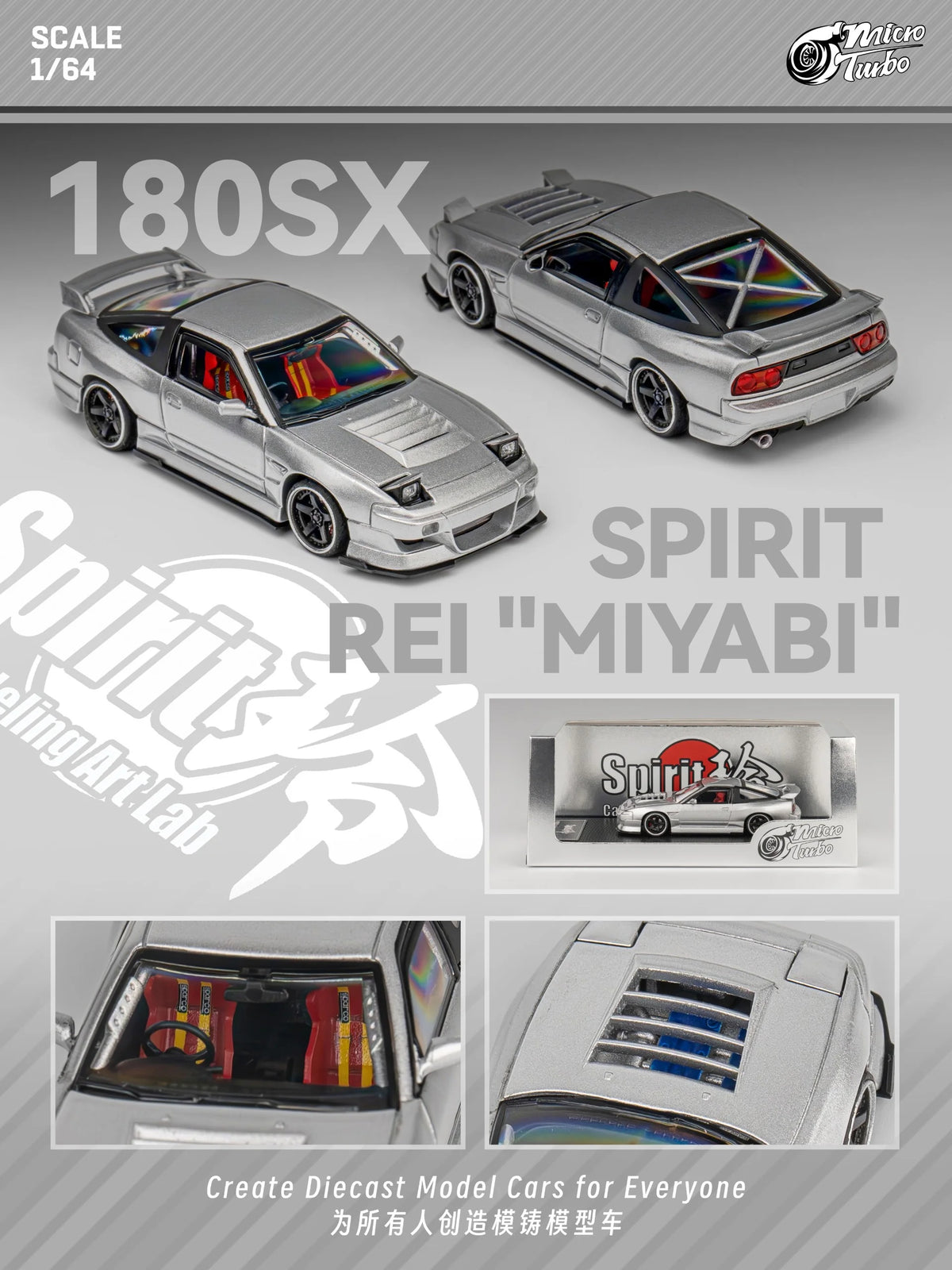 Micro Turbo Nissan 180SX Type X "MIYABI" Silver