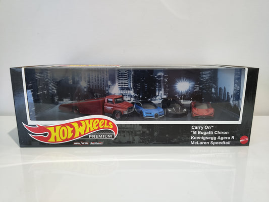 Hot Wheels Premium Diorama Set, Bugatti, Koenigsegg, McLaren and Carry On