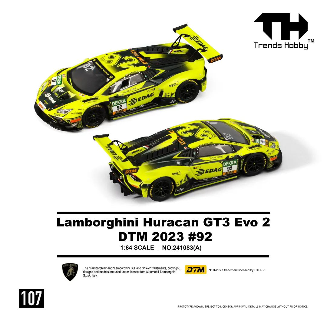 Trends Hobby 1:64 Lamborghini Huracan GT3 Evo 2-DTM 2023 #92 Fluorescent Green 241083(A)