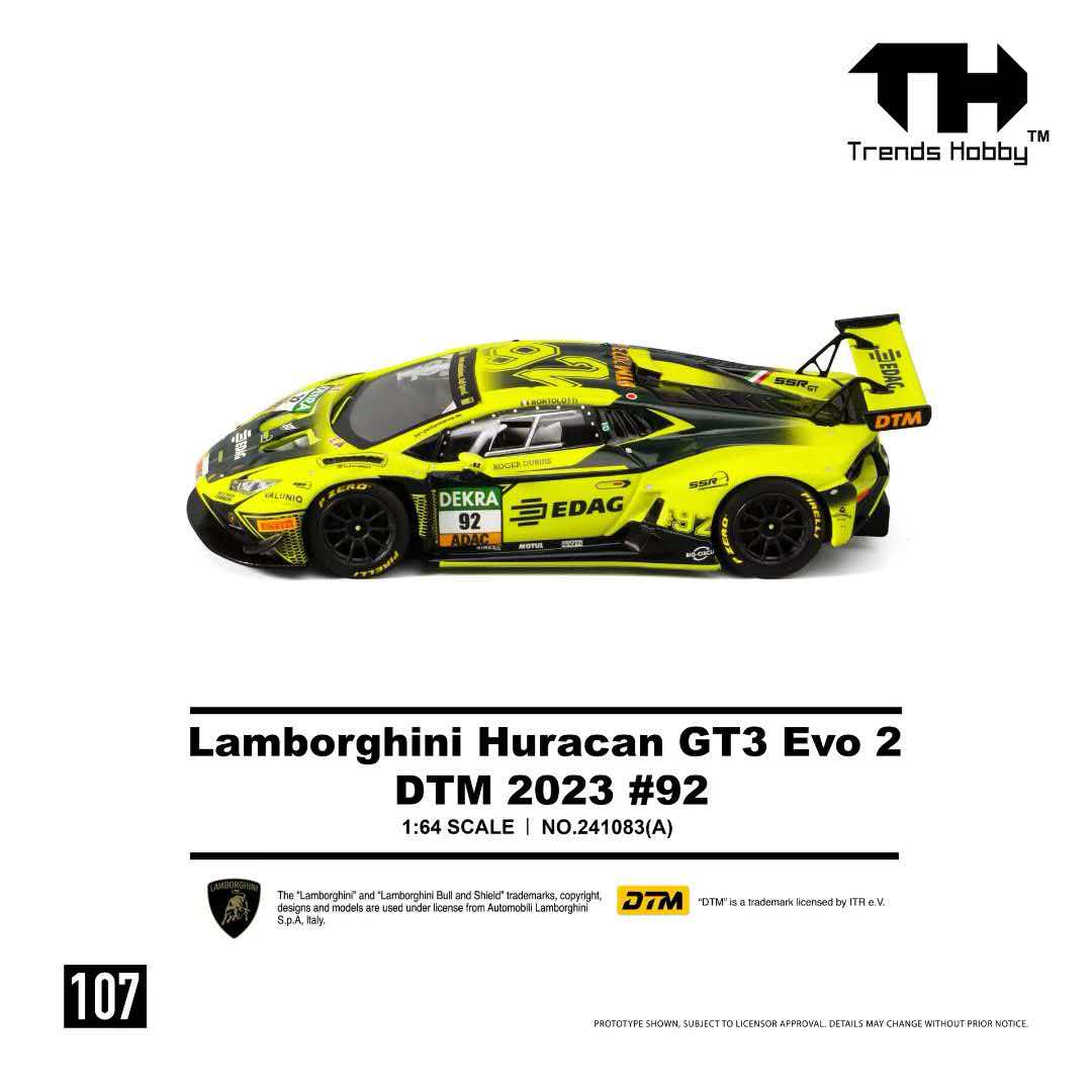 Trends Hobby 1:64 Lamborghini Huracan GT3 Evo 2-DTM 2023 #92 Fluorescent Green 241083(A)