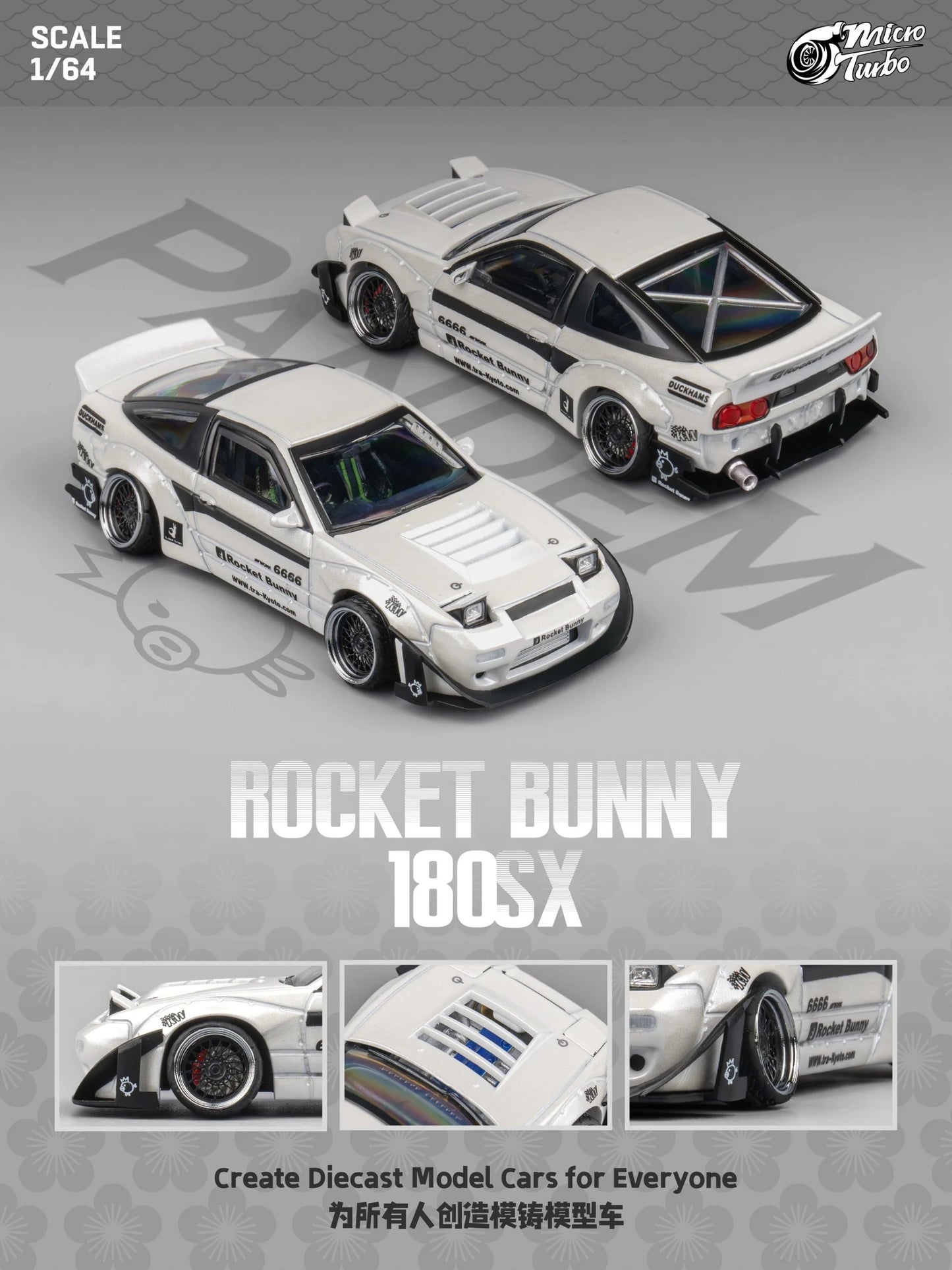 Micro Turbo Nissan 180SX Type X Rocket Bunny v2 White