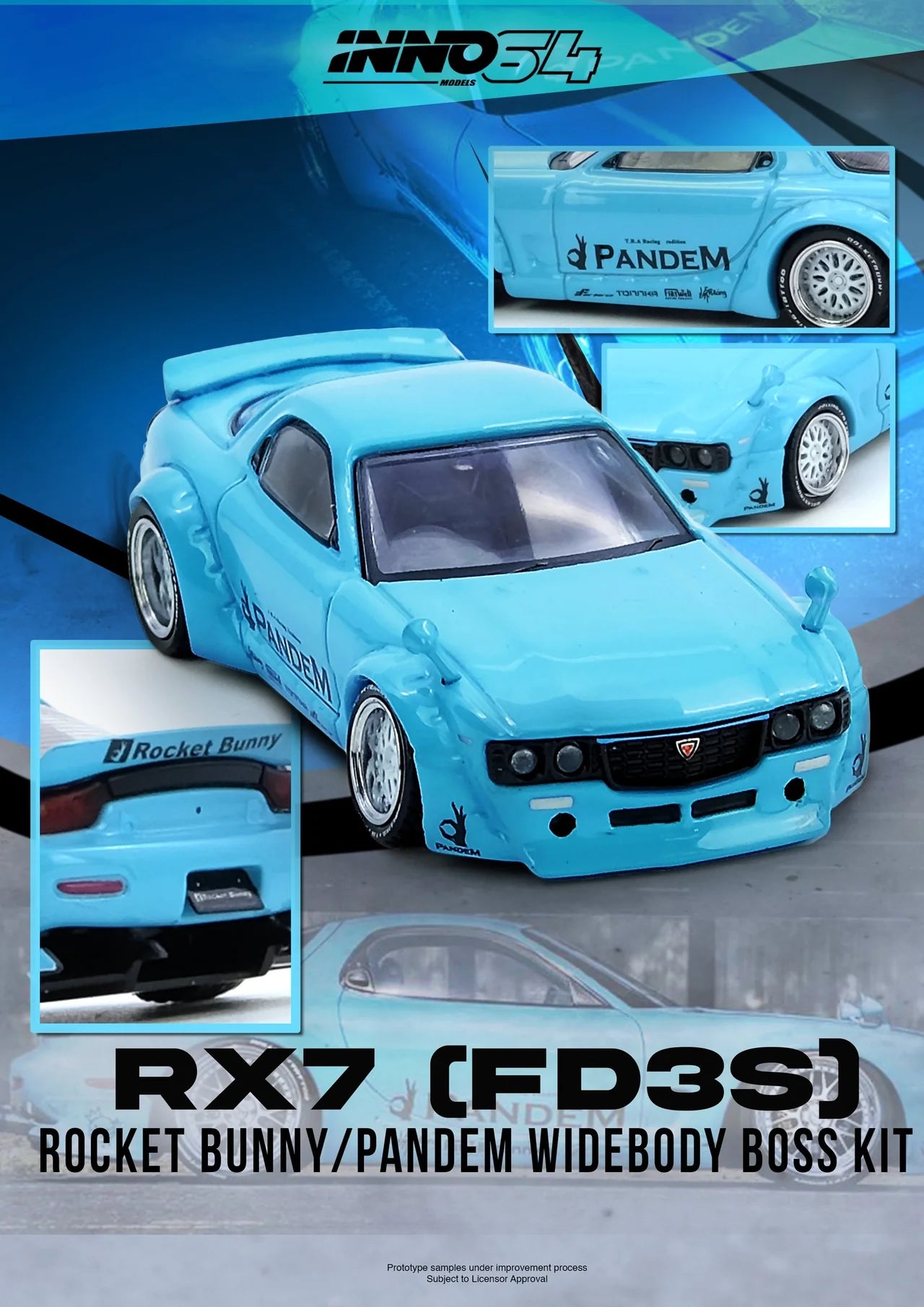 INNO64 Mazda RX7 (FD3S) Pandem Rocket Bunny Tiffany Blue