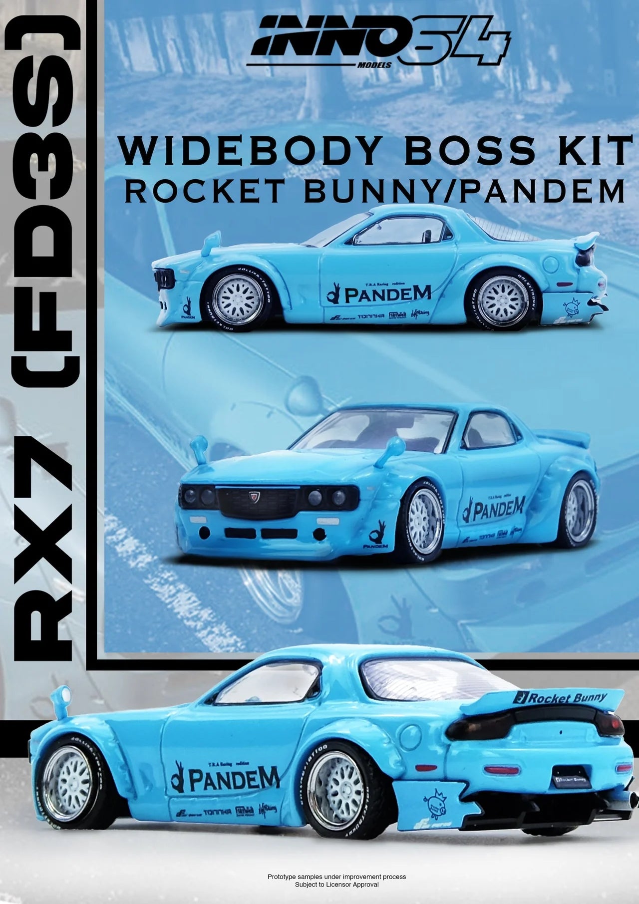 INNO64 Mazda RX7 (FD3S) Pandem Rocket Bunny Tiffany Blue