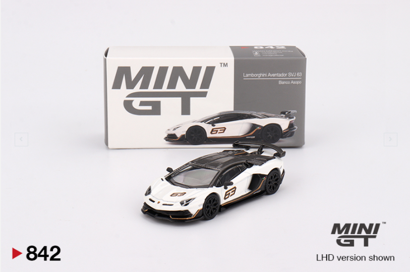 Mini GT Lamborghini Aventador SVJ 63 Bianco Asopo