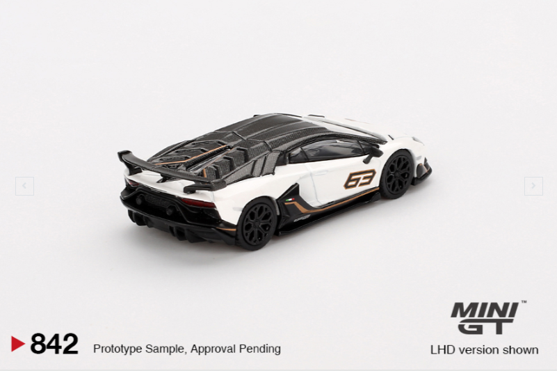 Mini GT Lamborghini Aventador SVJ 63 Bianco Asopo