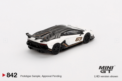 Mini GT Lamborghini Aventador SVJ 63 Bianco Asopo