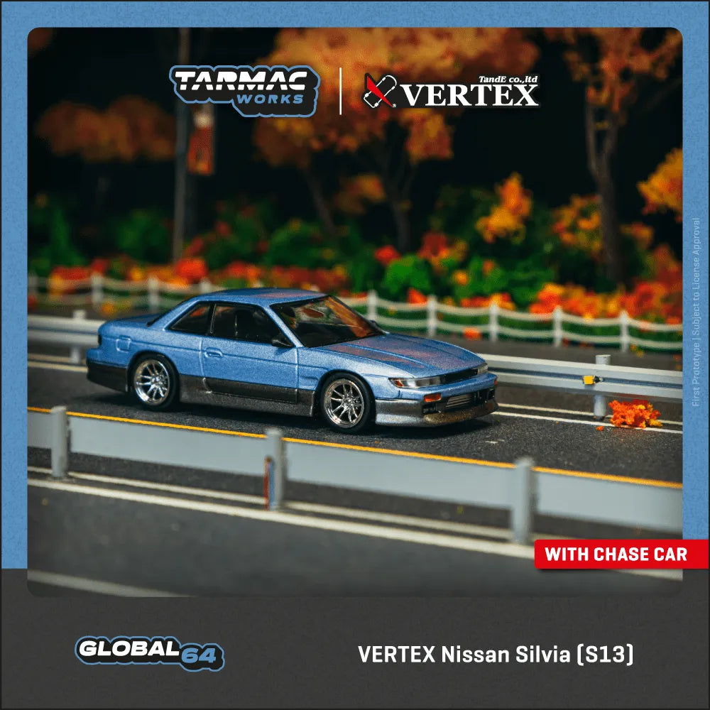 Tarmac Works Vertex Nissan Silvia S13 Blue / Grey 1:64 scale
