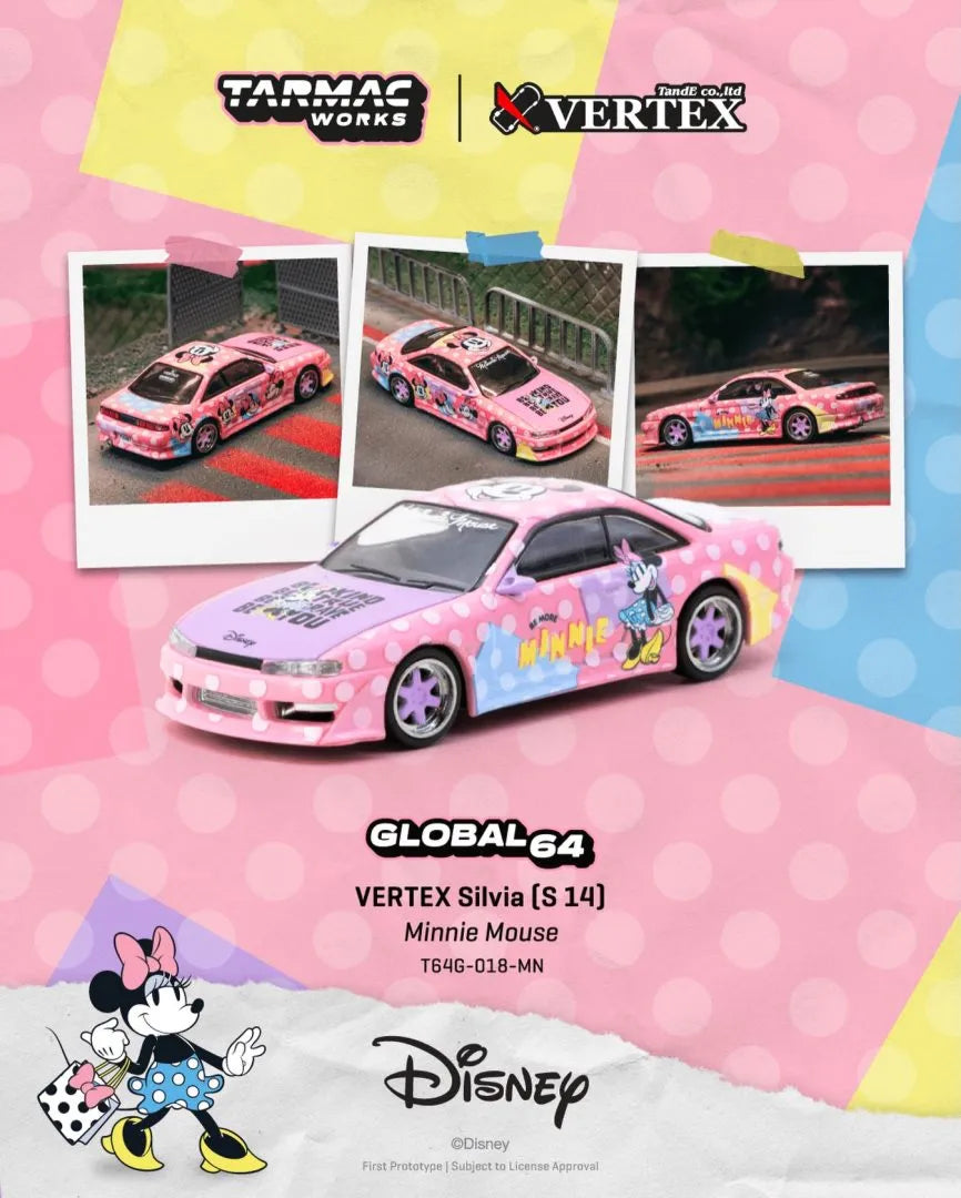 Tarmac Works Vertex Nissan Silvia S14 Minnie Mouse 1:64 scale
