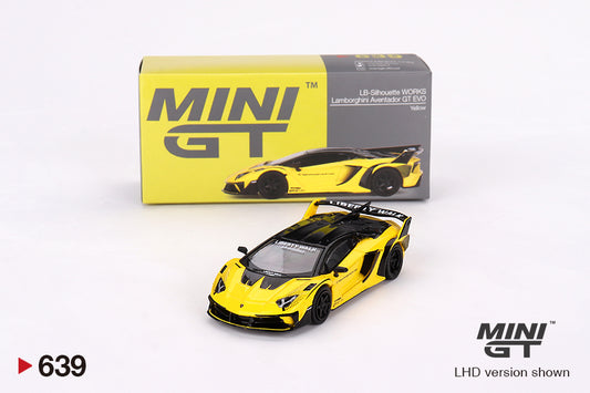 LB Silhouette WORKS Lamborghini Aventador GT EVO Yellow Mini GT