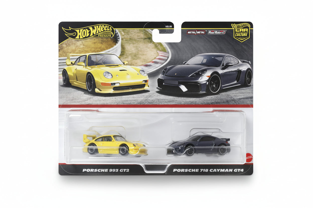 Hot Wheels premium 2 pack Porsche 993 GT2 & Porsche 718 Cayman GT4