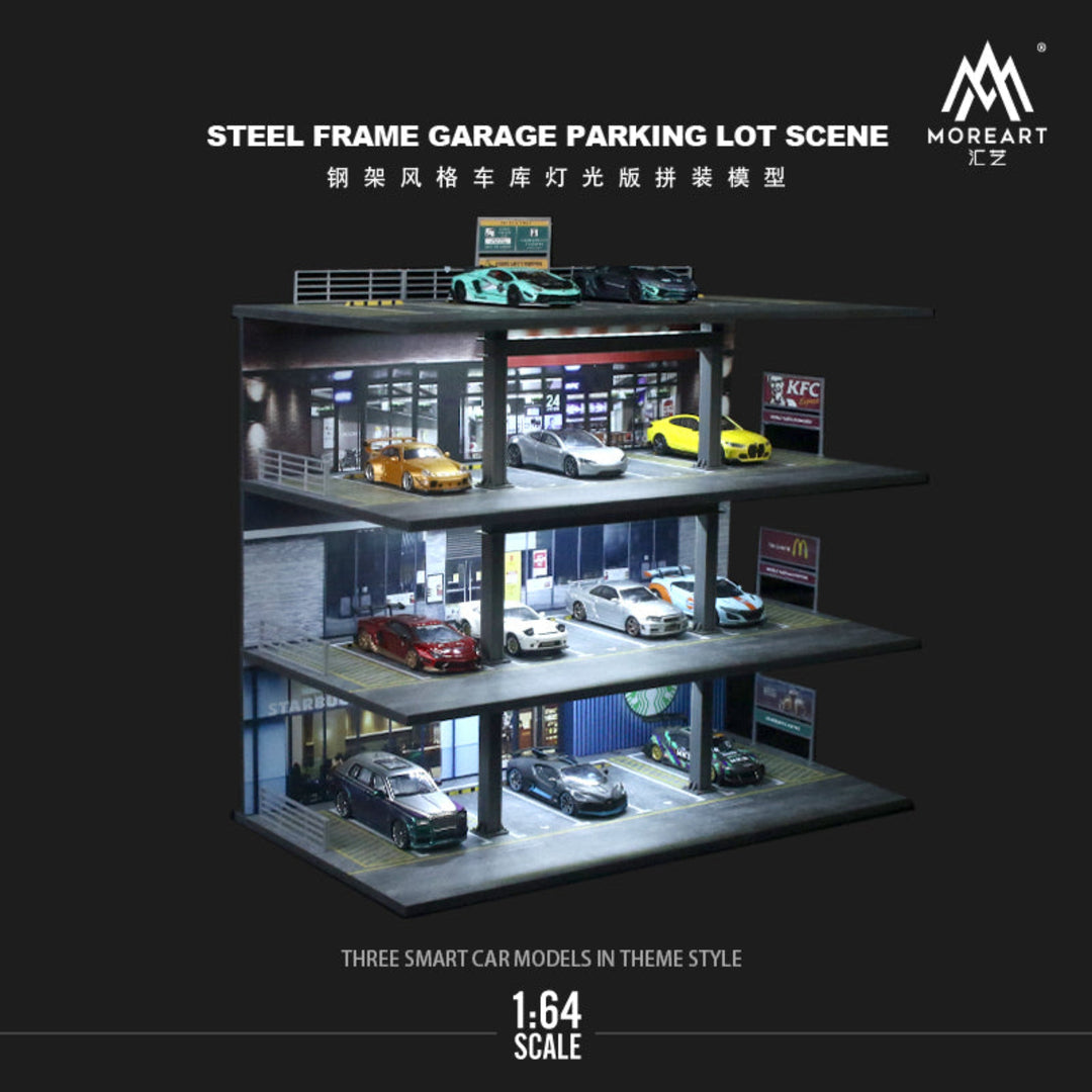 MoreArt 1:64 STEEL FRAME GARAGE PARKING LOT SCENE MO922001