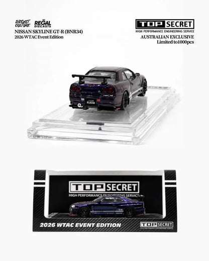 Top Secret Nissan Skyline GT-R BNR34 Midnight Purple Open Bonnet (2026 WTAC Edition) [Individual numbered]