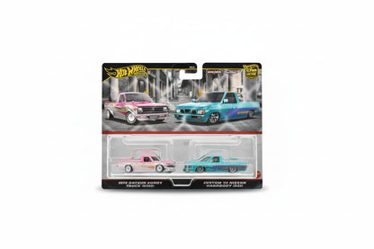 Hot Wheels Premium 2 pack 1975 Datsun Sunny Truck (B120) Custom 93 Nissan Hardbody (D21)