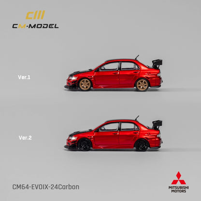 CM Model Mitsubishi Lancer Evolution IX Metallic Red Carbon Bonnet 1:64 scale